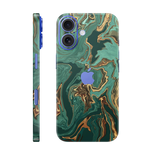 Folie de protectie pentru iPhone 16 Plus, eSkins Signature, Skin Emerald Flow