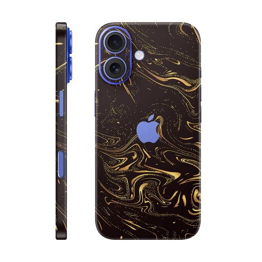 Folie de protectie pentru iPhone 16 Plus, eSkins Signature, Skin Golden Noir