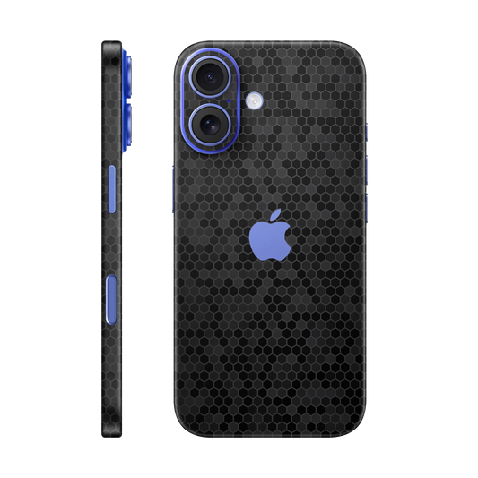 Folie de protectie pentru iPhone 16 Plus, eSkins Elegans, Skin Honeycomb Negru