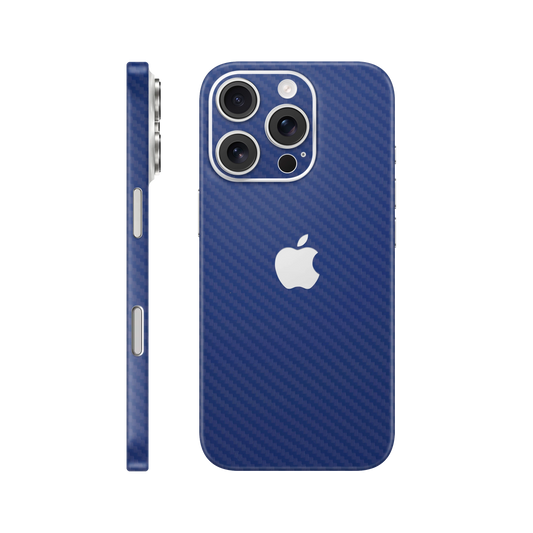 Folie de protectie pentru iPhone 16 Pro, eSkins Elegans, Skin Carbon Albastru