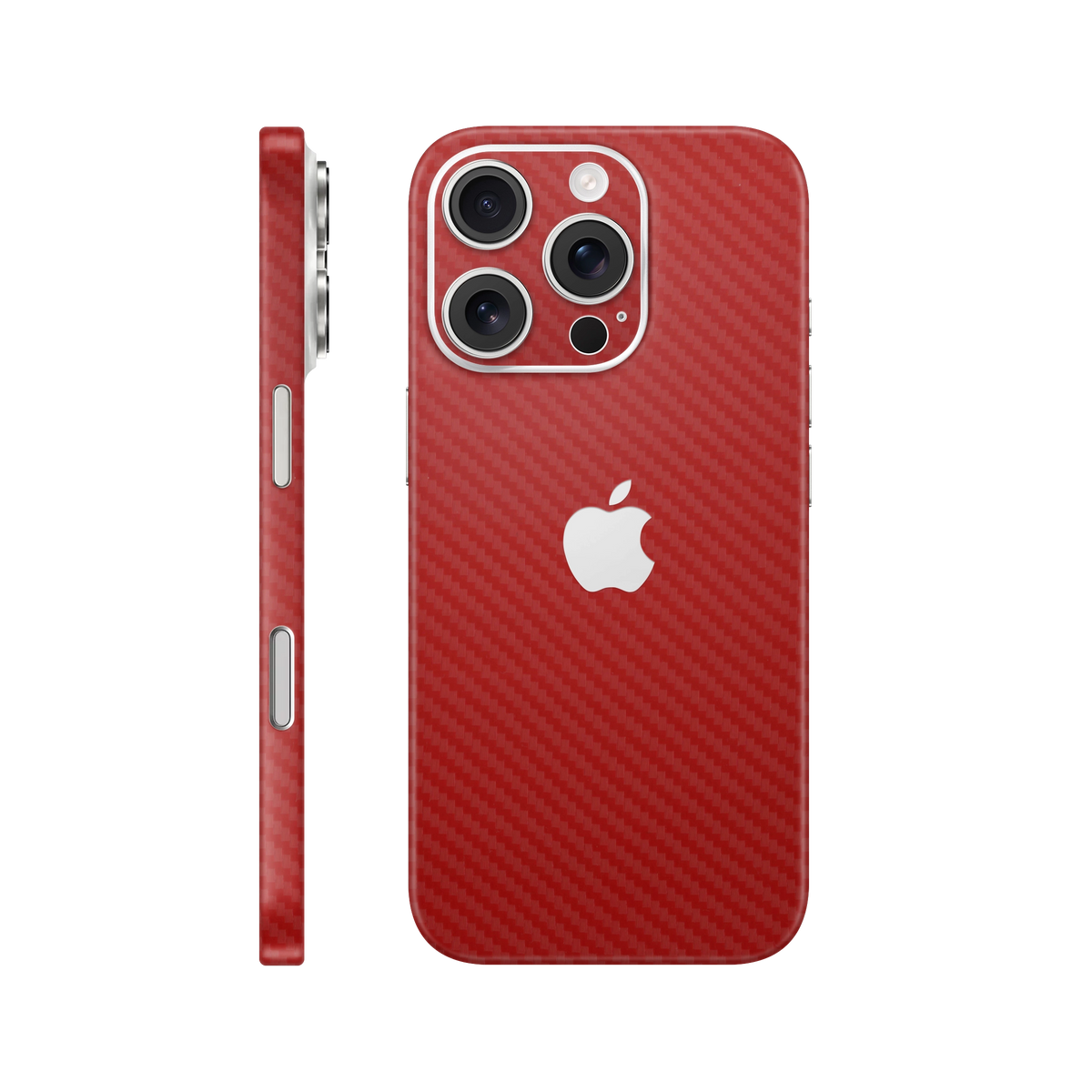 Folie de protectie pentru iPhone 16 Pro, eSkins Elegans, Skin Carbon Rosu