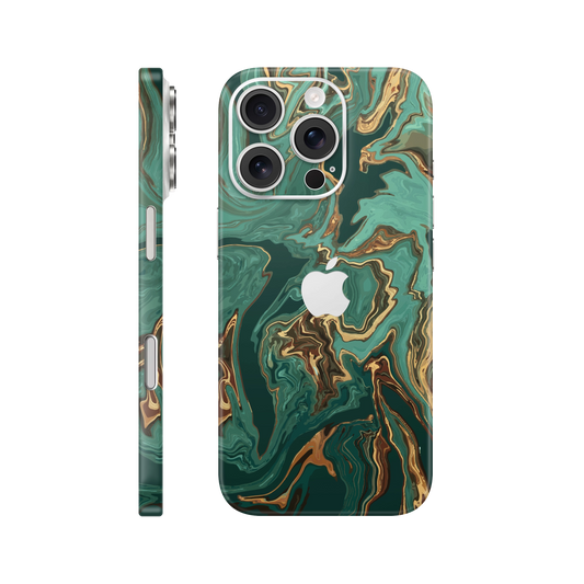 Folie de protectie pentru iPhone 16 Pro, eSkins Signature, Skin Emerald Flow