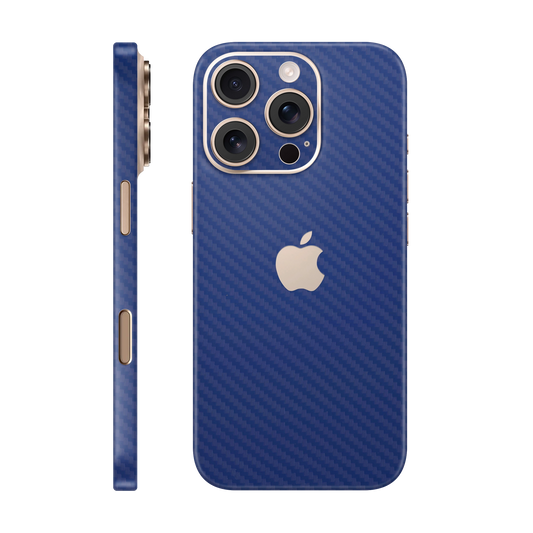 Folie de protectie pentru iPhone 16 Pro Max, eSkins Elegans, Skin Carbon Albastru