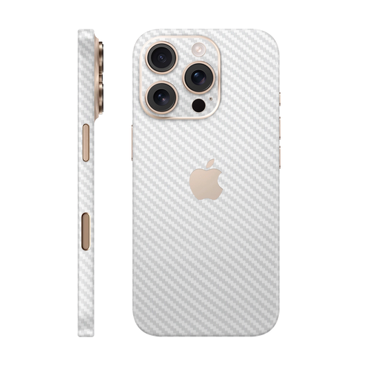 Folie de protectie pentru iPhone 16 Pro Max, eSkins Elegans, Skin Carbon Alb