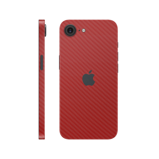 Folie de protectie pentru iPhone 16e, eSkins Elegans, Skin Carbon Rosu