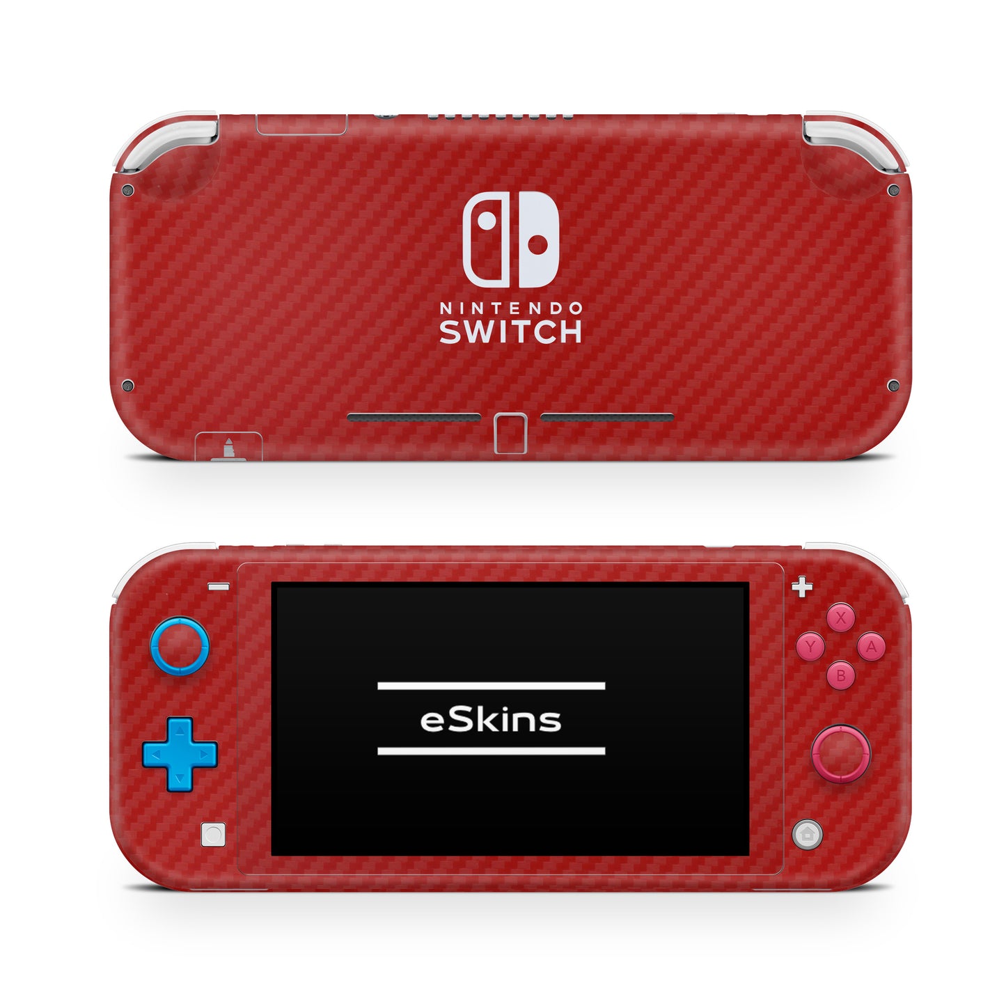 Folie de protectie Nintendo Switch Lite, eSkins Elegans, Skin Texturat Carbon Rosu