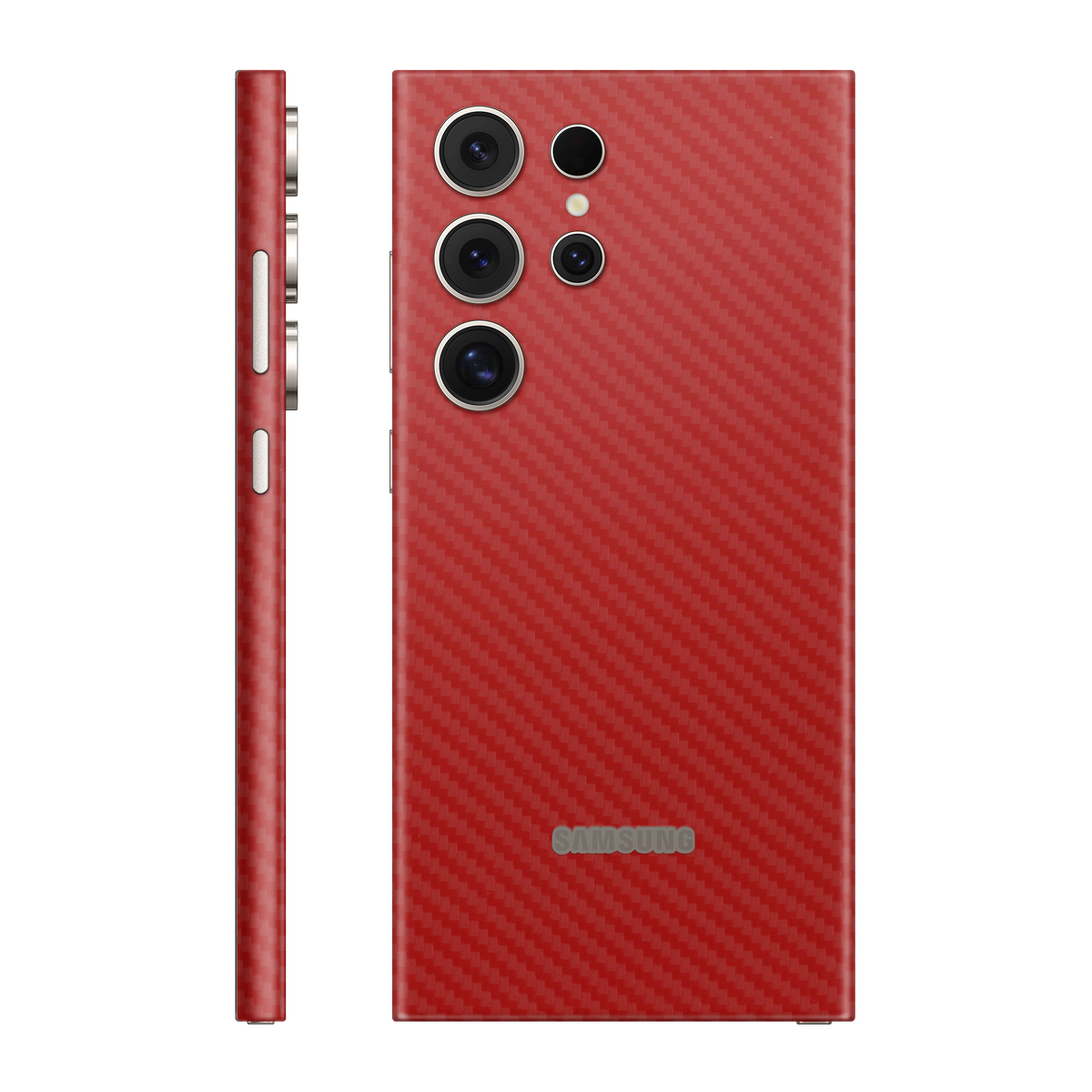 Folie de protectie pentru Samsung Galaxy S24 Ultra, eSkins Elegans, Skin Carbon Rosu