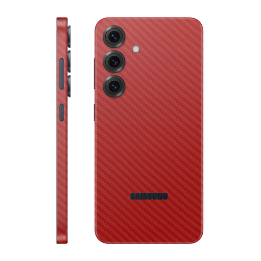 Folie de protectie pentru Samsung Galaxy S25 FE, eSkins Elegans, Skin Carbon Rosu