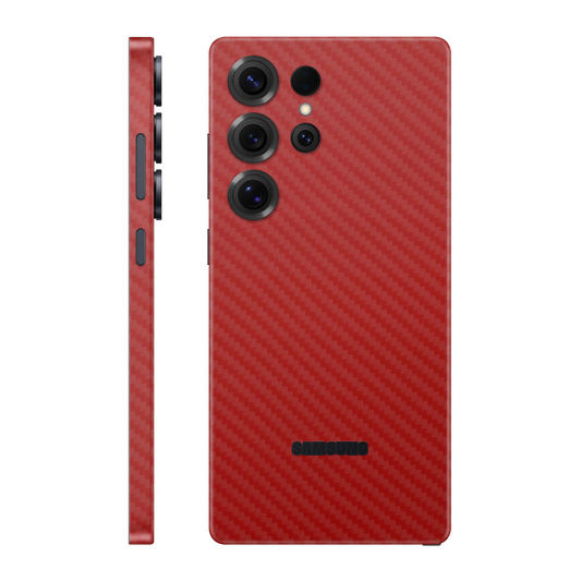 Folie de protectie pentru Samsung Galaxy S25 Ultra, eSkins Elegans, Skin Carbon Rosu