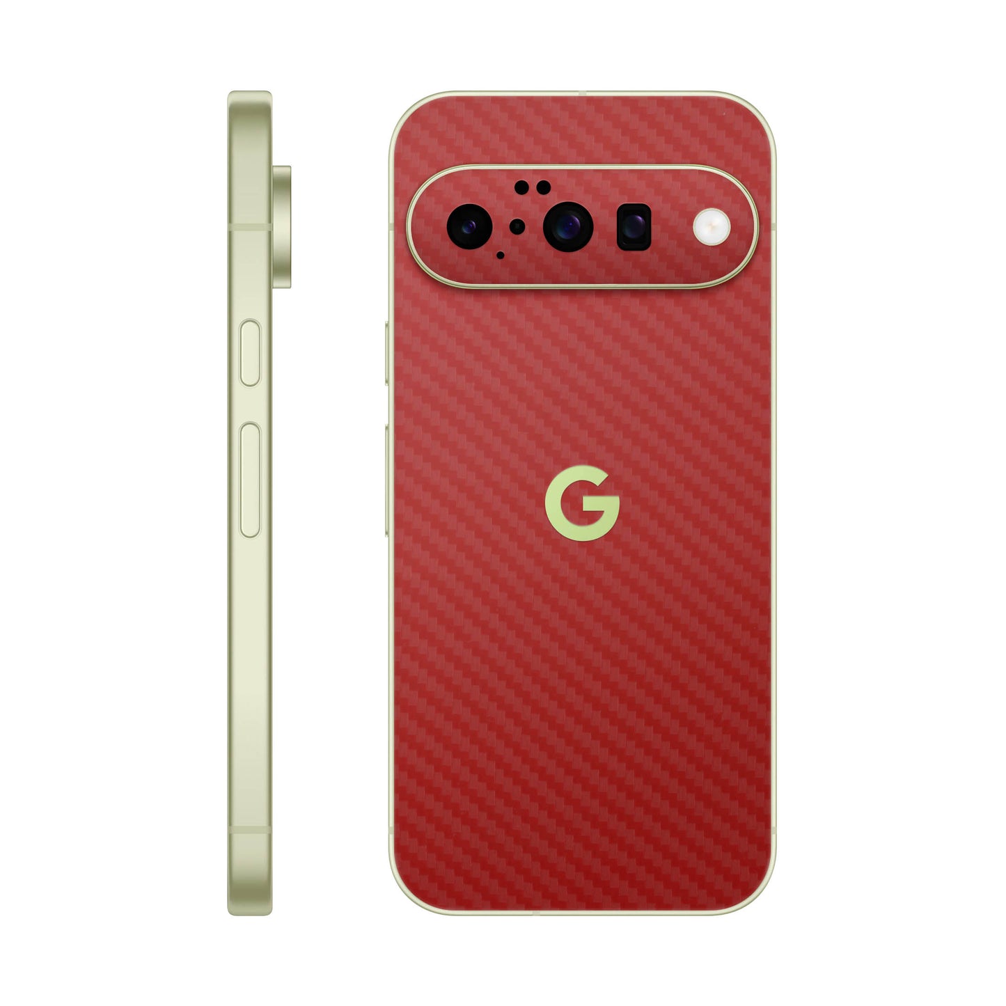 Folie de protectie Google Pixel 10, eSkins Elegans, Skin Carbon Rosu