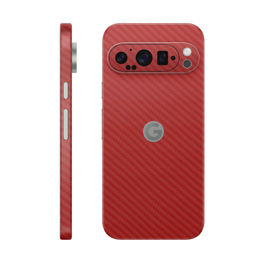 Folie de protectie Google Pixel 9 Pro, eSkins Elegans, Skin Carbon Rosu