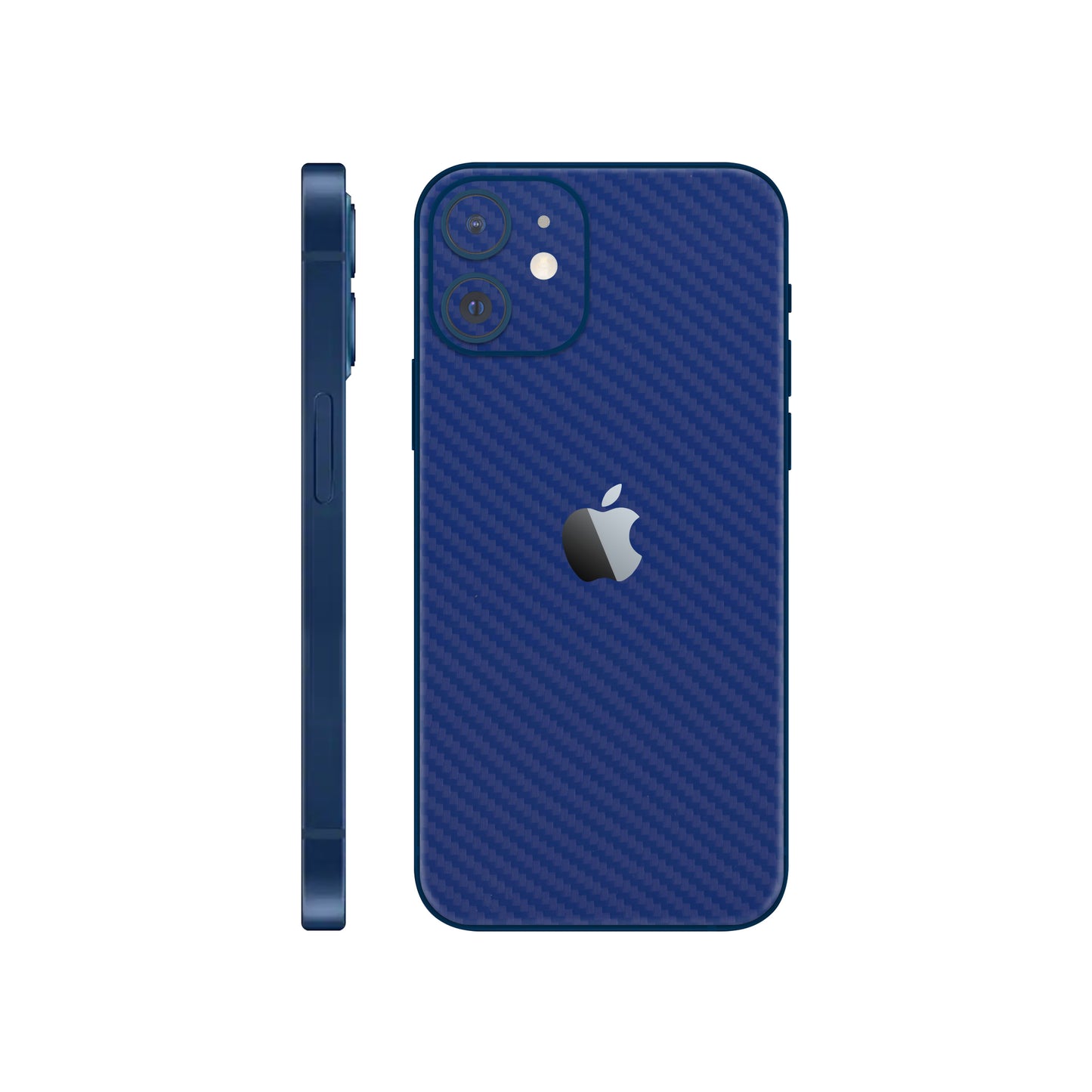 Folie de protectie iPhone 12 Mini, eSkins Elegans, Skin Carbon Albastru