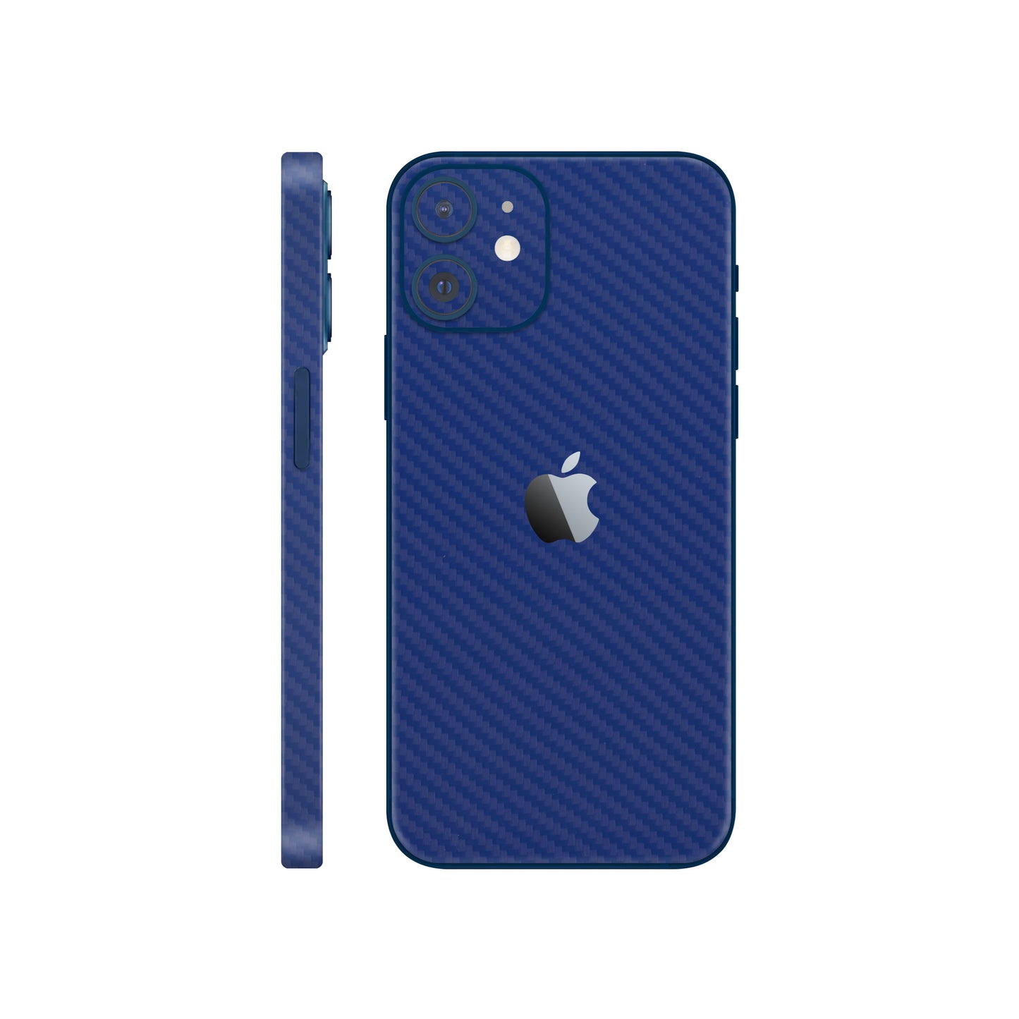 Folie de protectie iPhone 12 Mini, eSkins Elegans, Skin Carbon Albastru