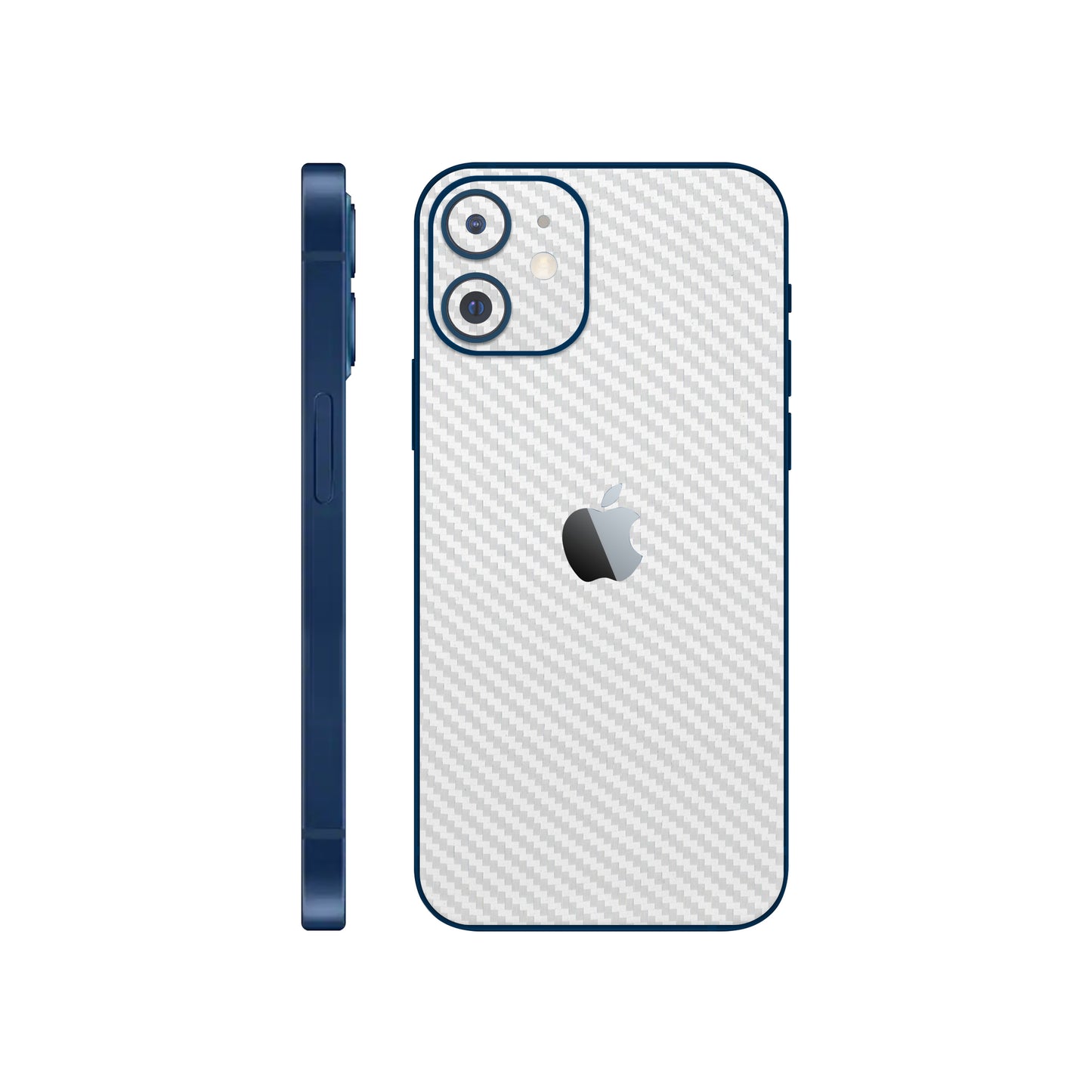 Folie de protectie iPhone 12 Mini, eSkins Elegans, Skin Carbon Alb
