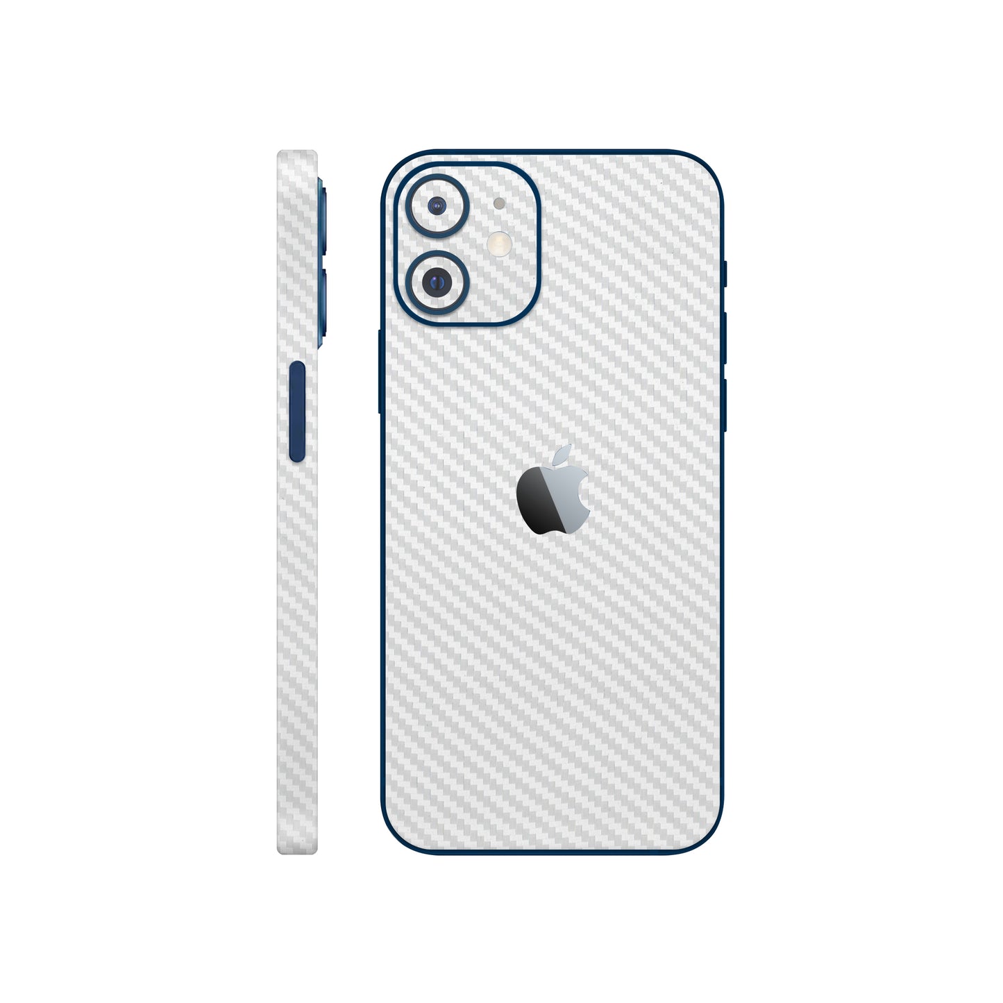 Folie de protectie iPhone 12 Mini, eSkins Elegans, Skin Carbon Alb
