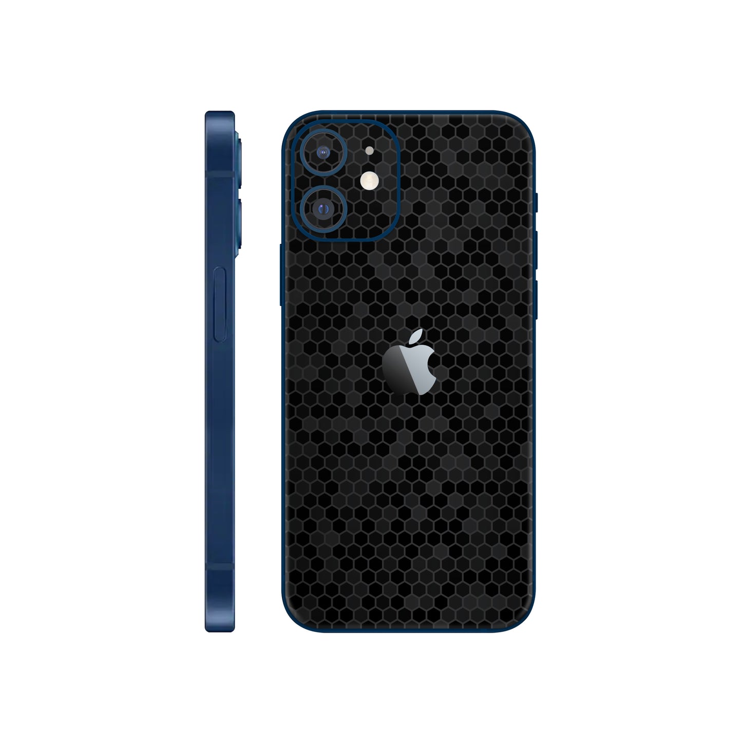Folie de protectie iPhone 12 Mini, eSkins Elegans, Skin Honeycomb Negru