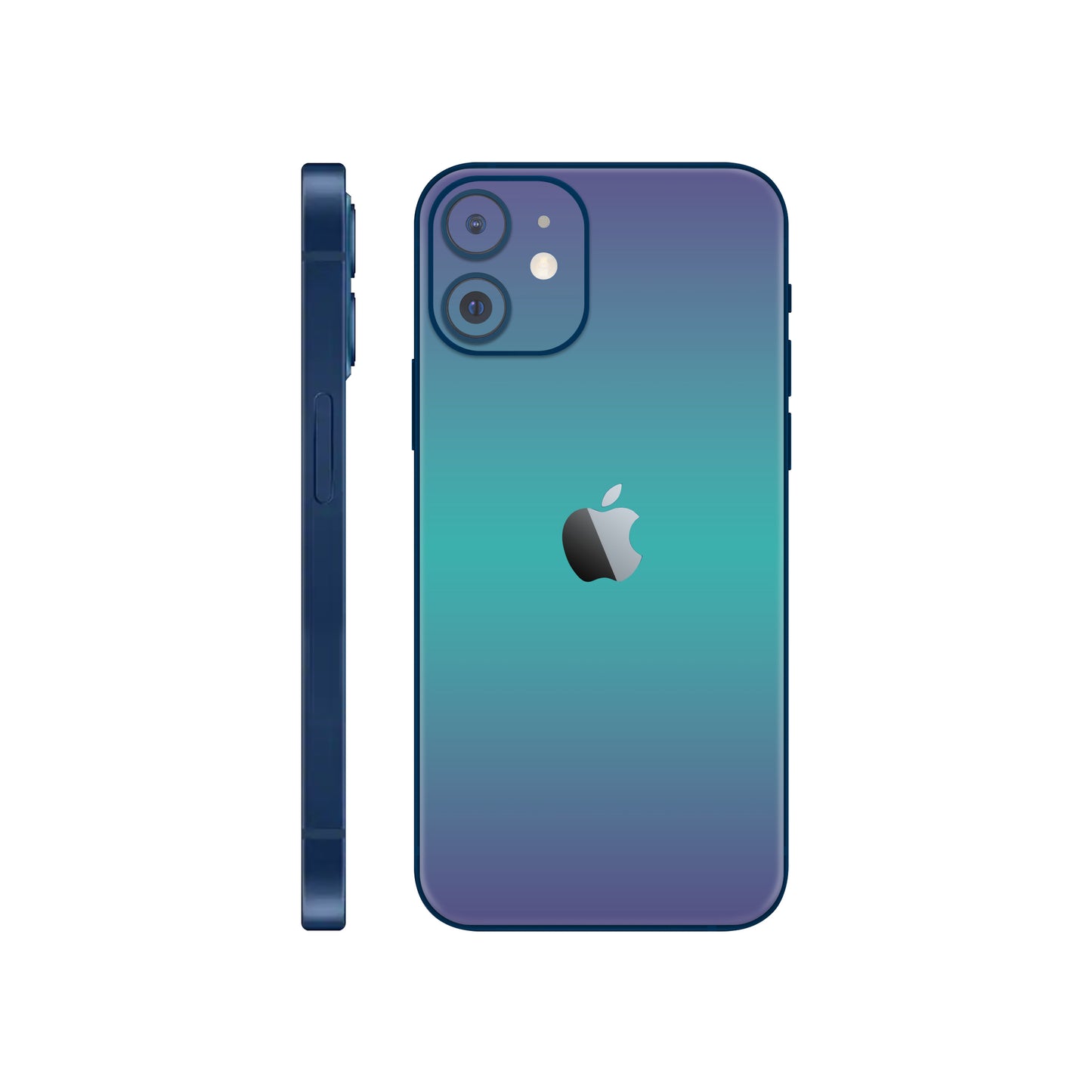 Folie de protectie iPhone 12 Mini, eSkins Unique, Skin Cameleon Turcoaz-Lavanda