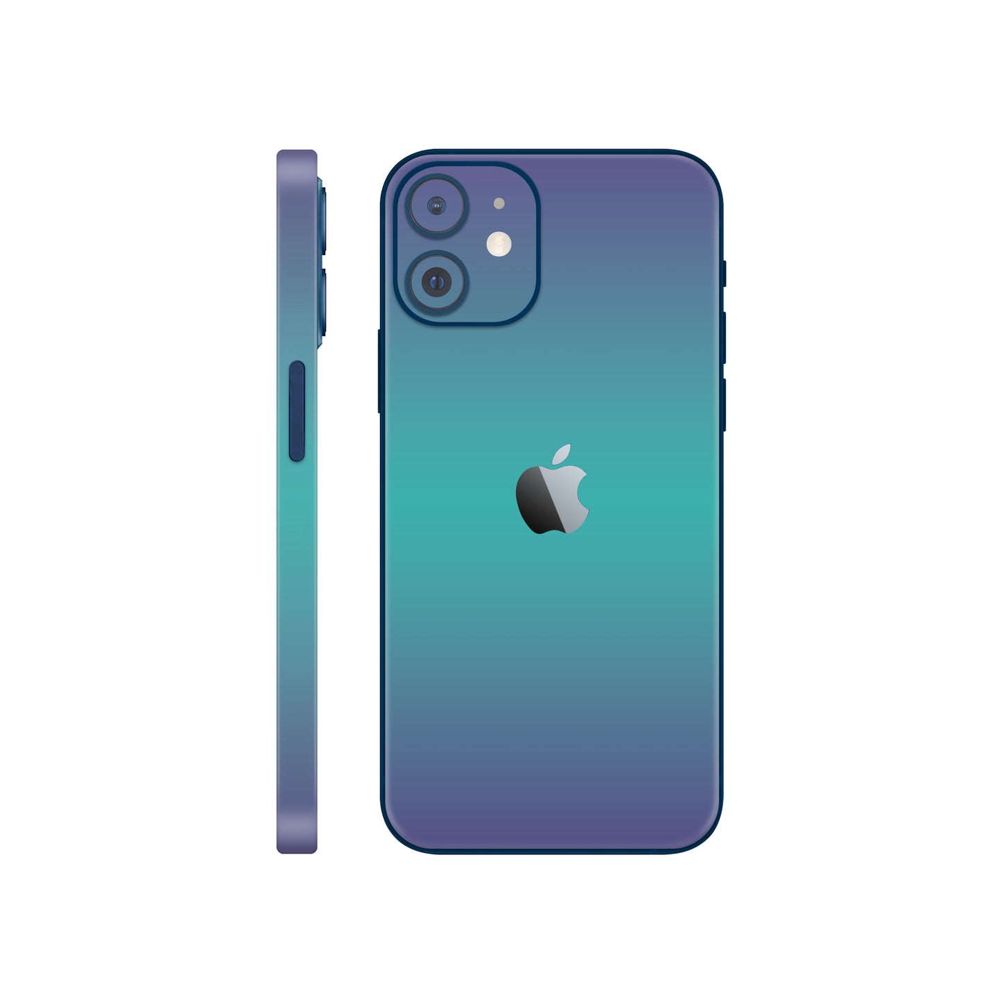 Folie de protectie iPhone 12 Mini, eSkins Unique, Skin Cameleon Turcoaz-Lavanda