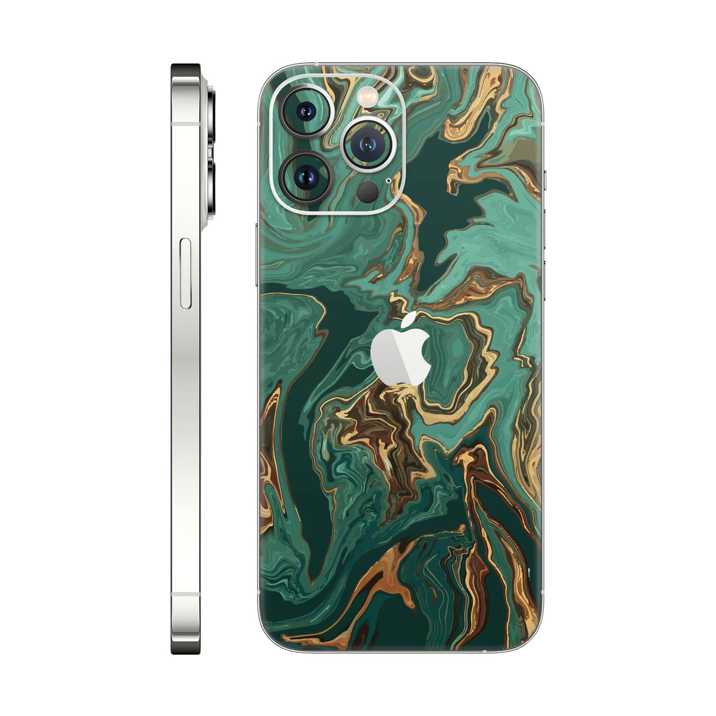 Folie de protectie iPhone 13 Pro Max, eSkins Signature, Skin Emerald Flow