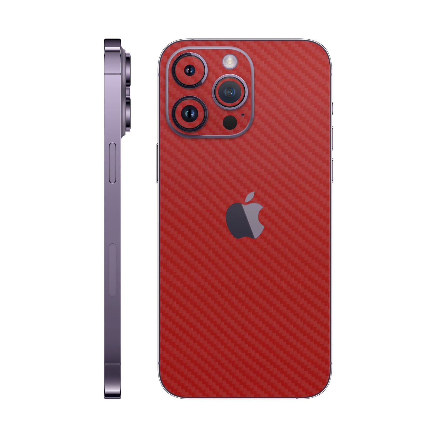 Folie de protectie iPhone 14 Pro Max, eSkins Elegans, Skin Carbon Rosu