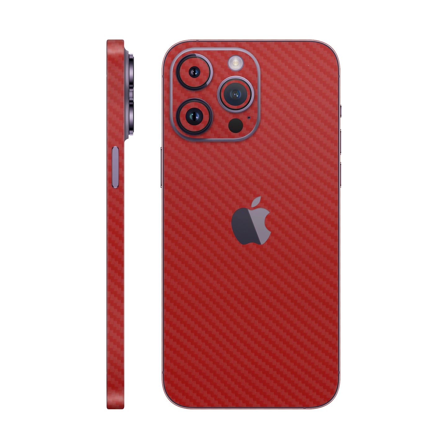 Folie de protectie iPhone 14 Pro Max, eSkins Elegans, Skin Carbon Rosu