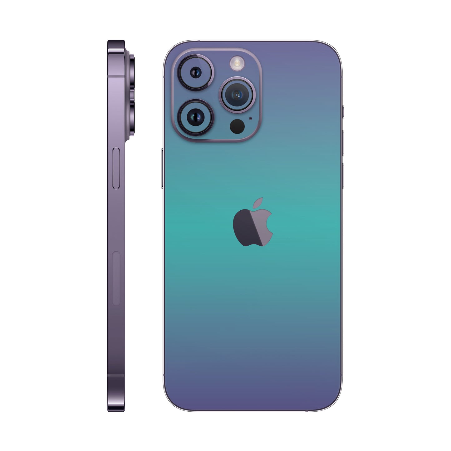 Folie de protectie iPhone 14 Pro Max, eSkins Unique, Skin Cameleon Turcoaz-Lavanda