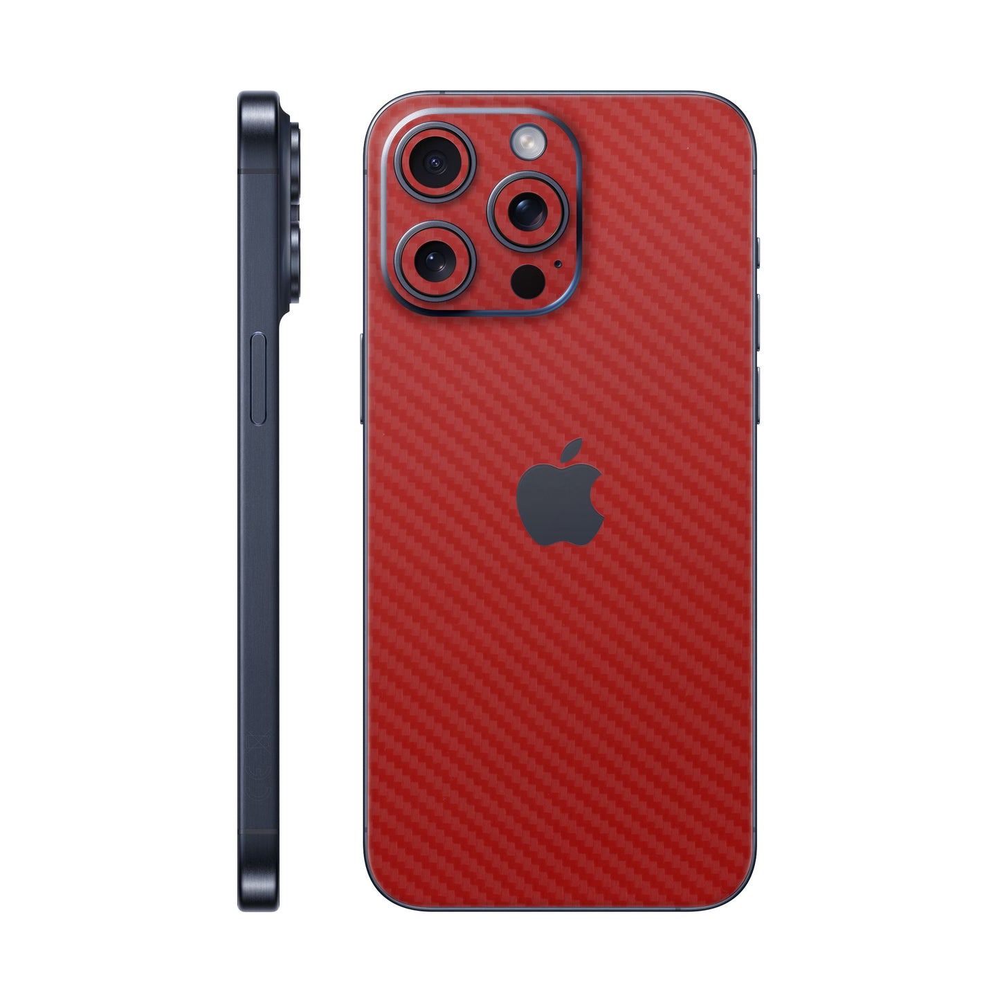 Folie de protectie iPhone 15 Pro Max, eSkins Elegans, Skin Carbon Rosu