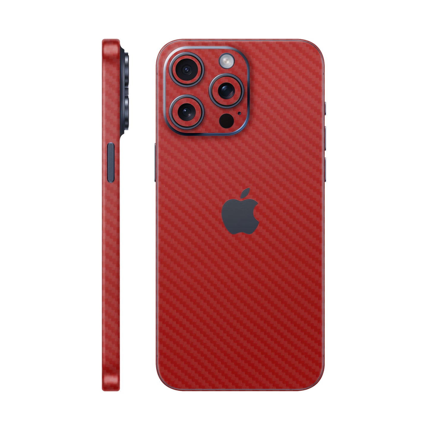 Folie de protectie iPhone 15 Pro Max, eSkins Elegans, Skin Carbon Rosu