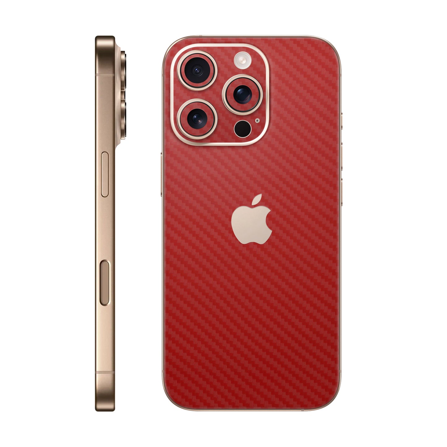 Folie de protectie iPhone 16 Pro Max, eSkins Elegans, Skin Carbon Rosu