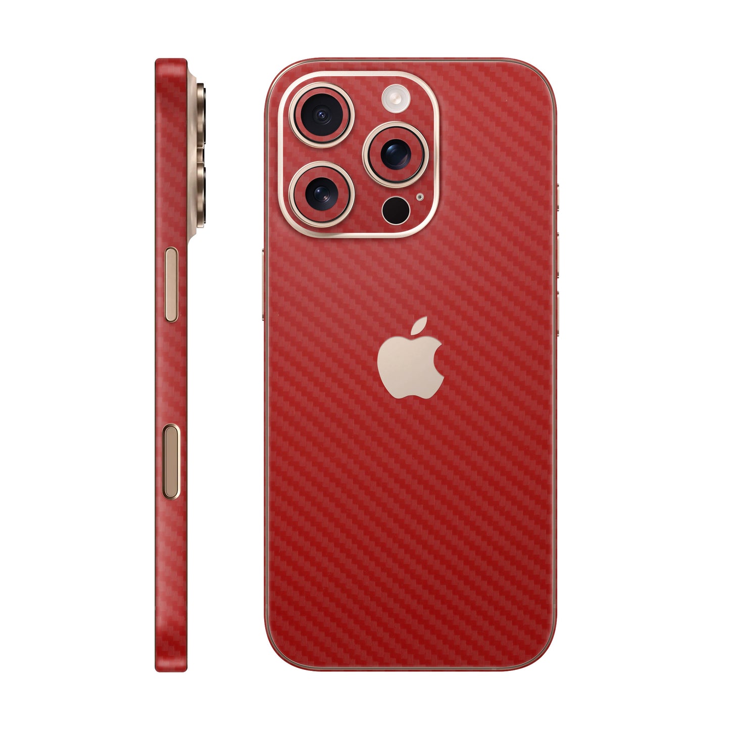 Folie de protectie iPhone 16 Pro Max, eSkins Elegans, Skin Carbon Rosu