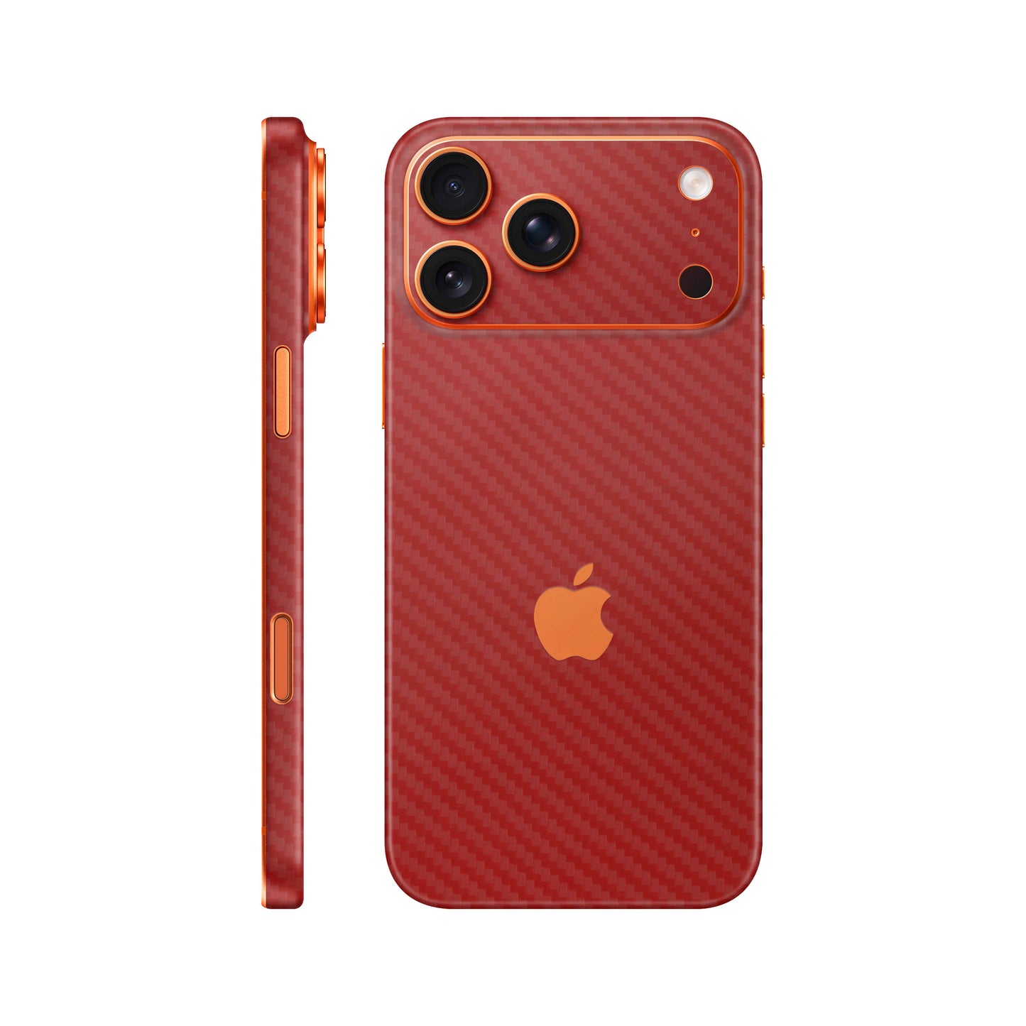 Folie de protectie iPhone 17 Pro, eSkins Elegans, Skin Carbon Rosu