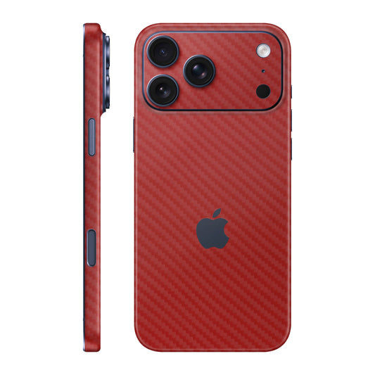 Folie de protectie iPhone 17 Pro Max, eSkins Elegans, Skin Carbon Rosu