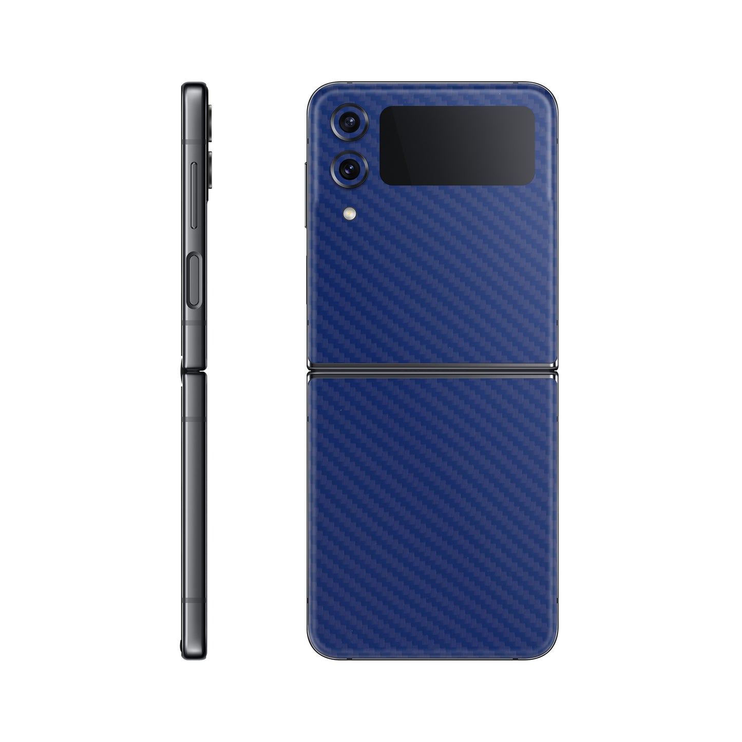 Folie de protectie Samsung Galaxy Z Flip 3, eSkins Elegans, Skin Carbon Albastru