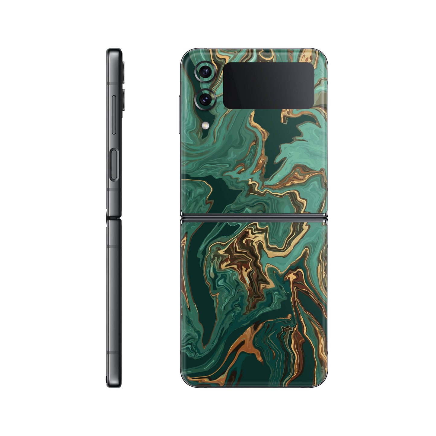 Folie de protectie Samsung Galaxy Z Flip 3, eSkins Signature, Skin Emerald Flow