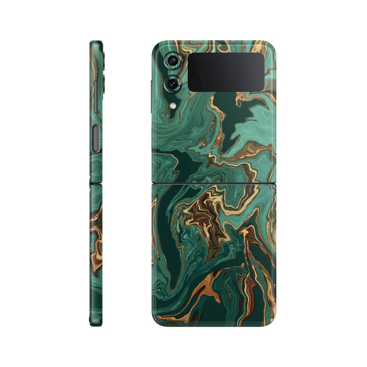 Folie de protectie Samsung Galaxy Z Flip 3, eSkins Signature, Skin Emerald Flow