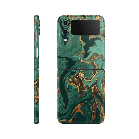 Folie de protectie Samsung Galaxy Z Flip 4, eSkins Signature, Skin Emerald Flow