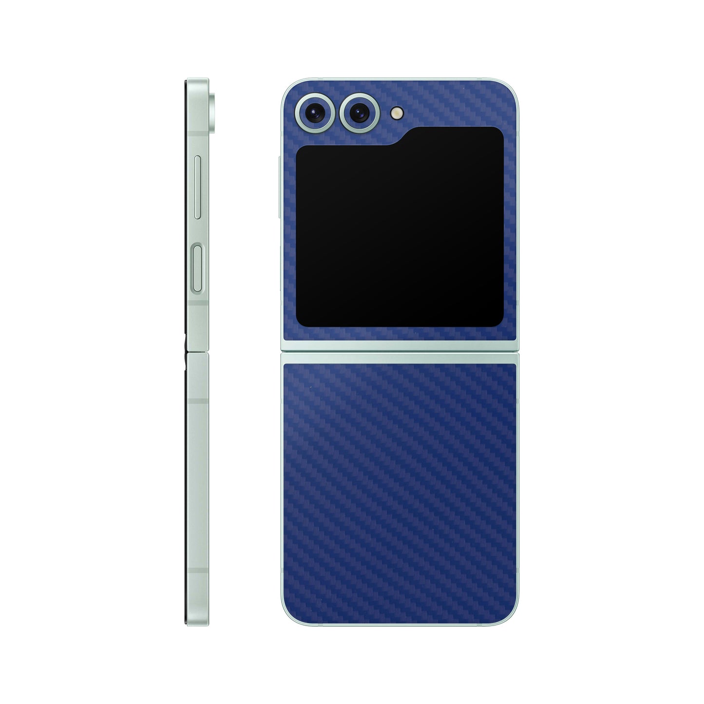 Folie de protectie Samsung Galaxy Z Flip 6, eSkins Elegans, Skin Carbon Albastru