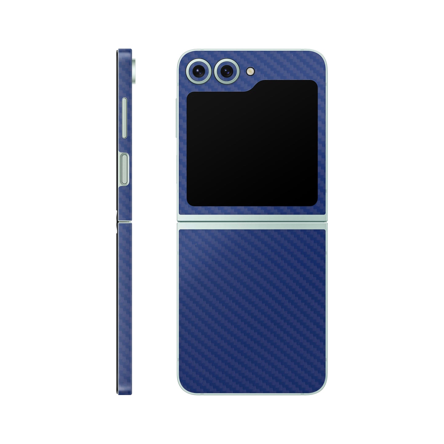 Folie de protectie Samsung Galaxy Z Flip 6, eSkins Elegans, Skin Carbon Albastru