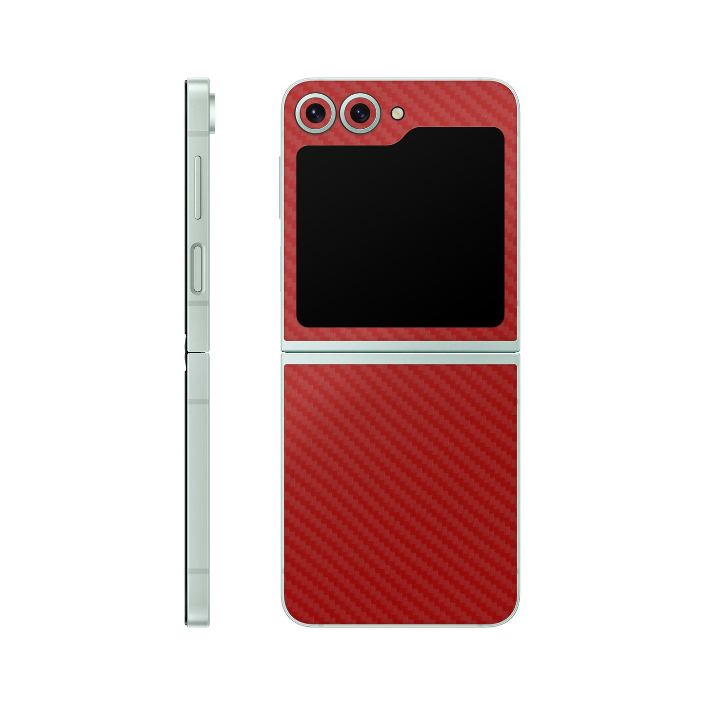 Folie de protectie Samsung Galaxy Z Flip 6, eSkins Elegans, Skin Carbon Rosu
