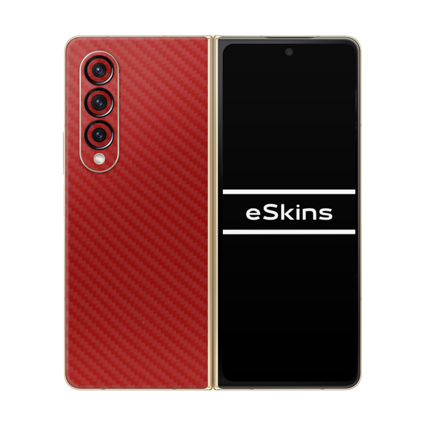 Folie de protectie Samsung Galaxy Z Fold 3, eSkins Elegans, Skin Carbon Rosu