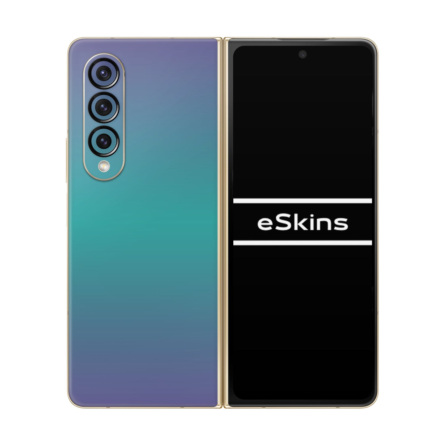 Folie de protectie Samsung Galaxy Z Fold 3, eSkins Unique, Skin Cameleon Turcoaz-Lavanda
