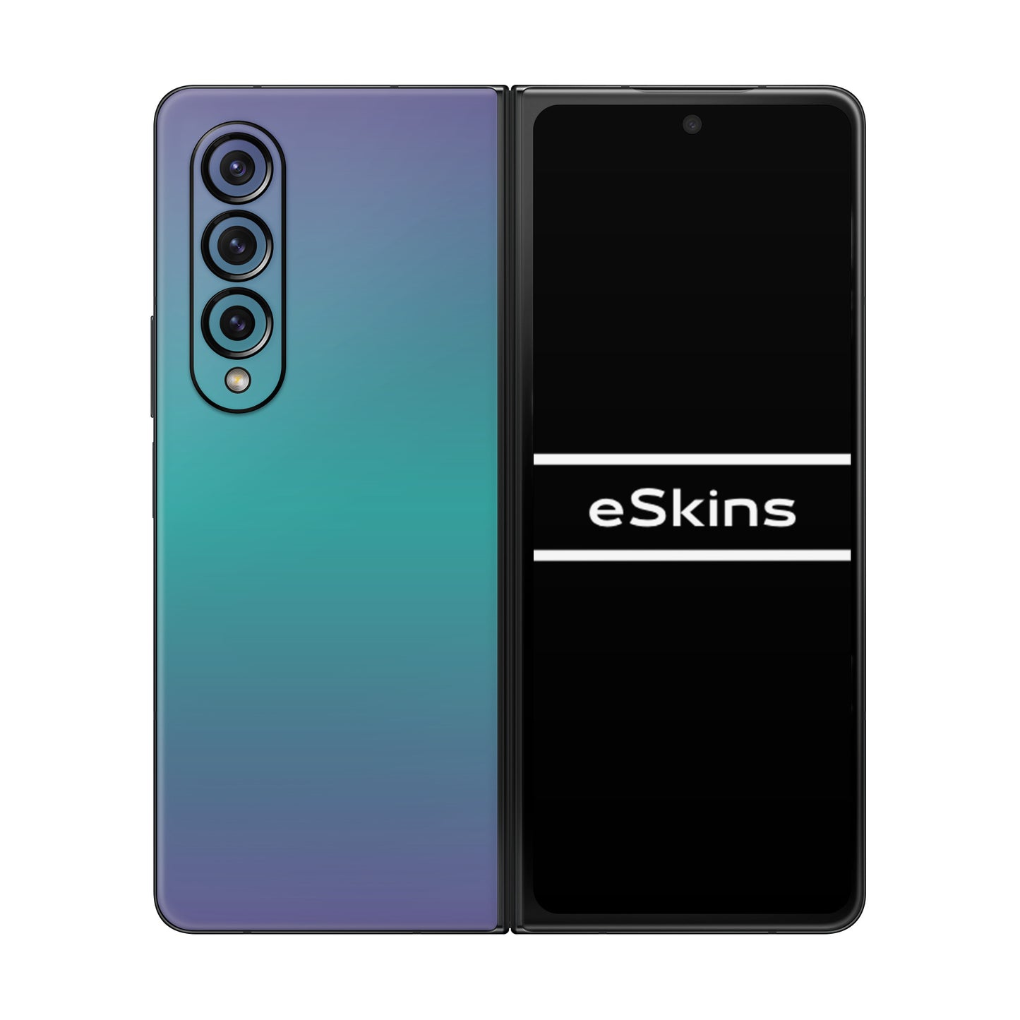 Folie de protectie Samsung Galaxy Z Fold 4, eSkins Unique, Skin Cameleon Turcoaz-Lavanda