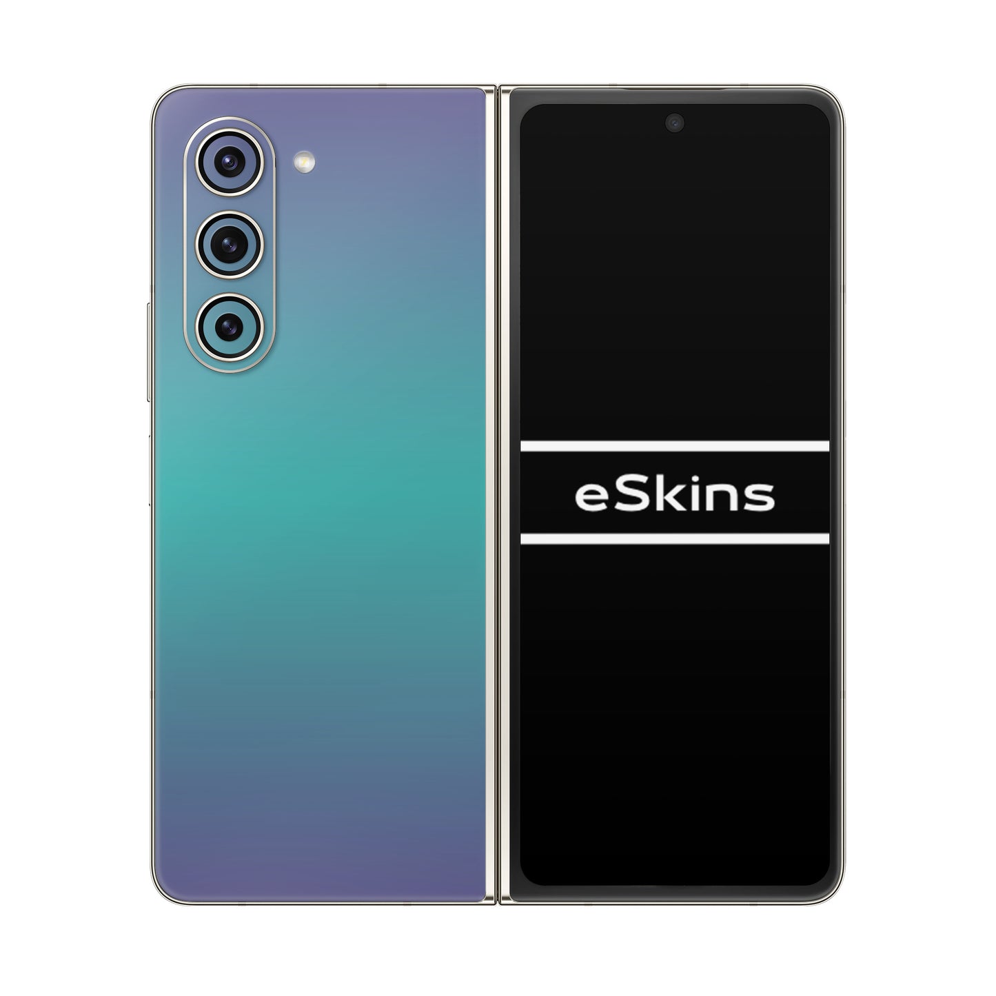 Folie de protectie Samsung Galaxy Z Fold 5, eSkins Unique, Skin Cameleon Turcoaz-Lavanda