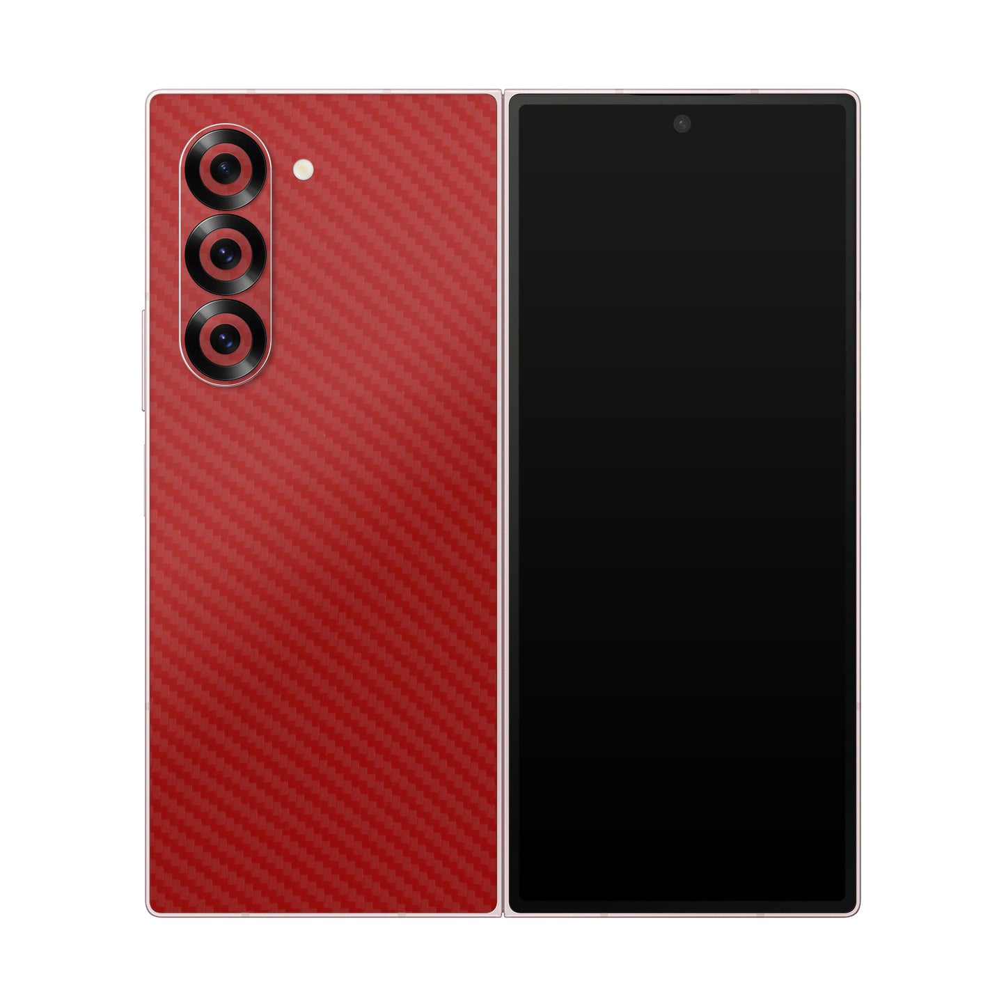 Folie de protectie Samsung Galaxy Z Fold 6, eSkins Elegans, Skin Carbon Rosu