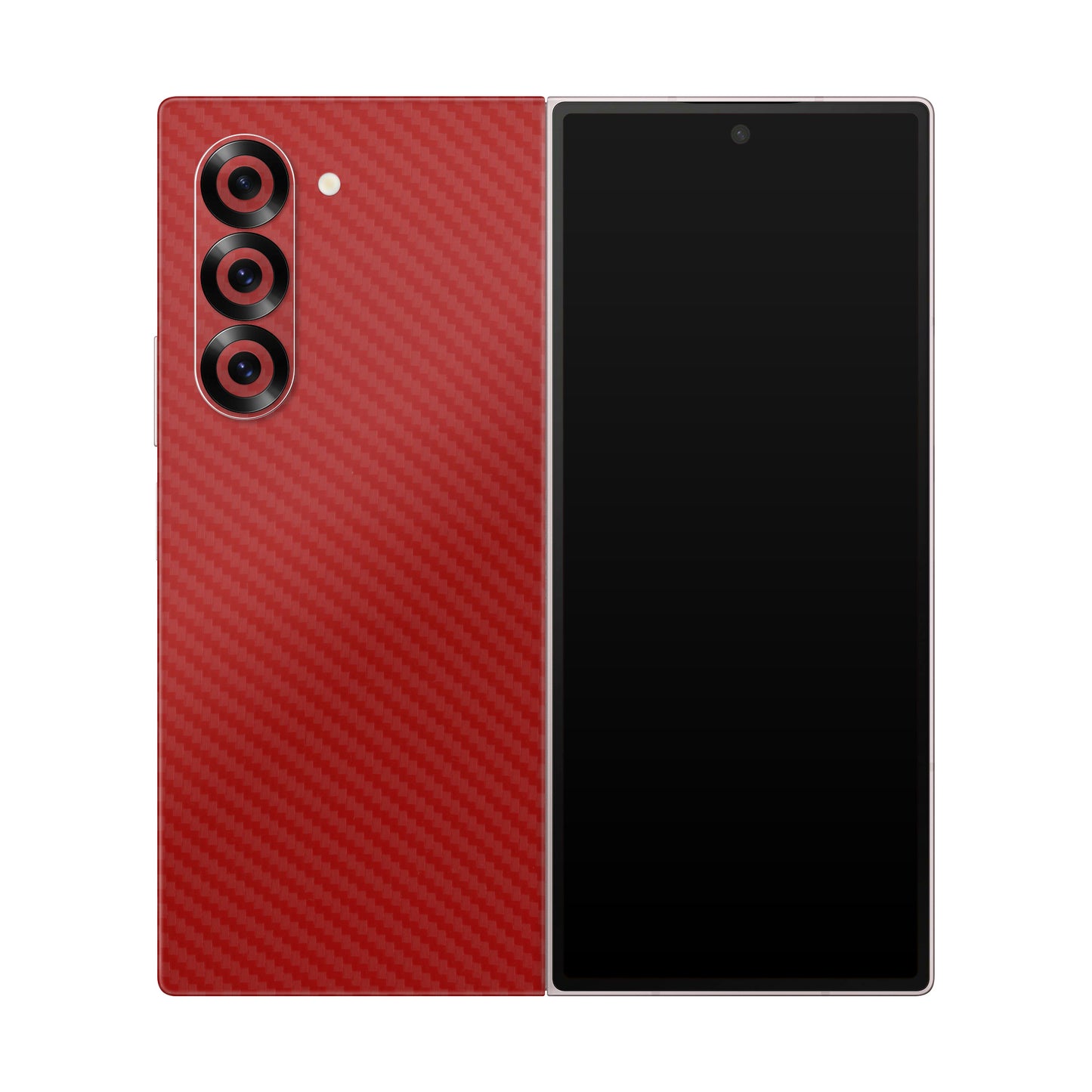 Folie de protectie Samsung Galaxy Z Fold 6, eSkins Elegans, Skin Carbon Rosu