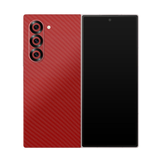 Folie de protectie Samsung Galaxy Z Fold 6, eSkins Elegans, Skin Carbon Rosu