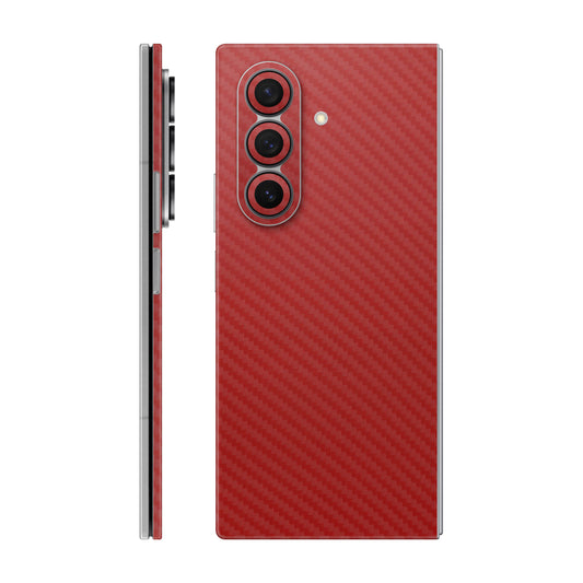 Folie de protectie Samsung Galaxy Z Fold 7, eSkins Elegans, Skin Carbon Rosu